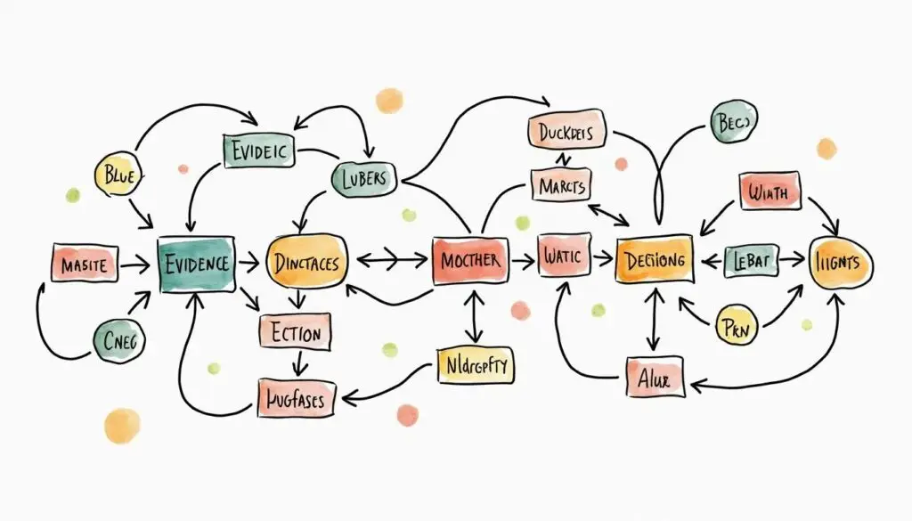 An intricate flowchart that visually represents the process of constructing an assurance case for a trustworthy cyber-physical system (cps)